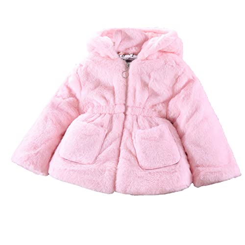 Oyolan Kinder Mädchen Kapuzenjacke Teddybär Fleecejack Winter Outwear Mantel Cartoon Sweatshirt Hoodie Pullover mit Ohren Gr.98-164 Z Rosa 110-116 von Oyolan