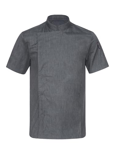 Oyolan Kochjacke Uniform Herren Damen Kurzarm Bäckerjacke Küchen Koch Jacke Restaurant Hotel Cafe Chef Kostüm P Dunkelgrau M von Oyolan