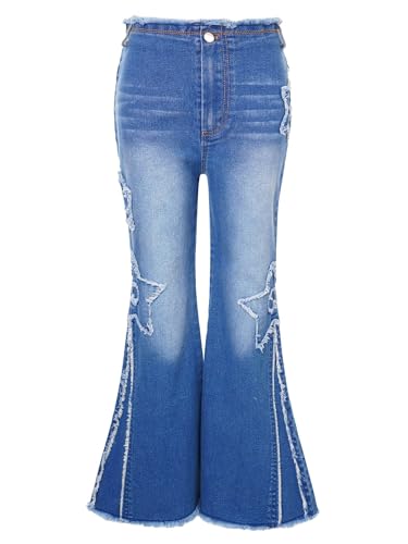 Oyolan Mädchen Jean Hosen Denim Blau Jeans Mittelhohe Jeanshose Schlaghose Vintage Hose mit Taschen für Kinder Fit Blau 158-164 Oyolan Mädchen Jean Hosen Denim Blau Jeans Mittelhohe Jeanshose Schlaghose Vintage Hose mit Taschen für Kinder Fit Blau 158-164 von Oyolan
