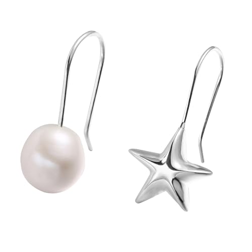 Oyrcvweuylx 1 Paar asymmetrische Perlen-Stern-Haken-Ohrringe, modische Stern-Tropfen-Ohrringe, einzigartiger Ohrschmuck für den Alltag von Damen von Oyrcvweuylx