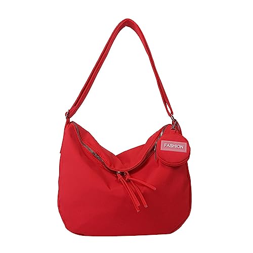 Oyrcvweuylx 2023 NEU Modetaschen Canvas-Schultertaschen für Mädchen Frauen Umhängetaschen Reisetasche Große Kapazität Hobo-Taschen mit Anhänger von Oyrcvweuylx