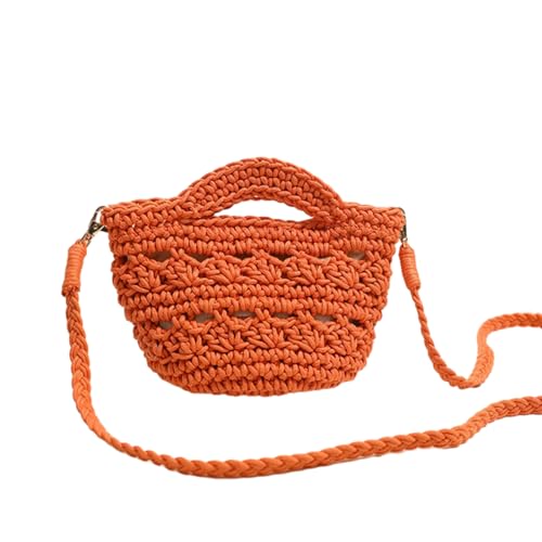 Oyrcvweuylx 2024 Gewebte Umhängetasche aus Baumwolle, Urlaubs-/Strandtasche, modische Hohltasche für Mädchen und Frauen, Reisetasche, vielseitige Handtasche von Oyrcvweuylx