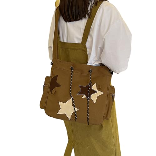 Oyrcvweuylx 2024 Messenger Bag, Canvas, Star Bag, Schultasche, große Kapazität, Crossbody-Umhängetasche für Teenager, vielseitige Vintage-Tasche von Oyrcvweuylx