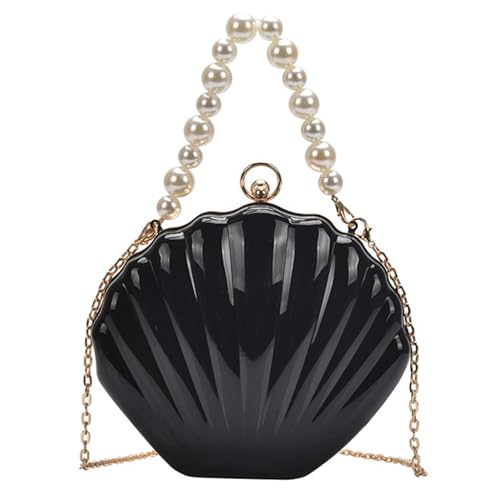 Oyrcvweuylx 2024 NEU Abendtasche für Mädchen Frauen Muscheltasche Perlengriff Umhängetasche Party Hochzeit Clutches Handtasche Kettentasche von Oyrcvweuylx