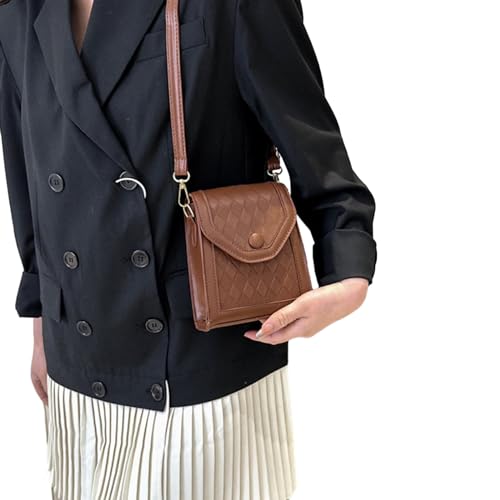 Oyrcvweuylx 2024 NEU Umhängetasche Gitterstruktur Handytasche für Mädchen Damen Mode Umhängetasche Trendy quadratische Ledertasche von Oyrcvweuylx