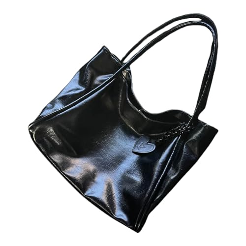 Oyrcvweuylx 2024 NEU Umhängetaschen Einfarbige Handtasche Große Kapazität Einkaufstasche für Mädchen Frauen Ledertasche von Oyrcvweuylx