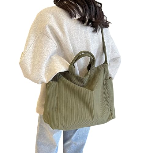 Oyrcvweuylx 2024 NEUE Umhängetasche Cord Vintage Schultertasche Handtasche Einfarbige Tasche Große Kapazität Umhängetasche für Mädchen Frauen von Oyrcvweuylx