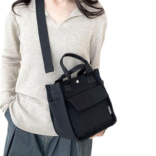 Oyrcvweuylx Damen-Canvas-Tasche mit Tragegriff oben, lässige Handtasche mit mehreren Taschen, solide Umhängetasche zum Einkaufen, für die Arbeit, Schule, Reisen von Oyrcvweuylx