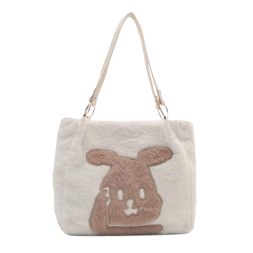Oyrcvweuylx Damen-Umhängetasche aus Plüsch, süße Kaninchen-Handtaschen, große Kapazität, Unterarmtasche mit Cartoon-Tier-Motiv, Dating-Taschen zum Einkaufen von Oyrcvweuylx
