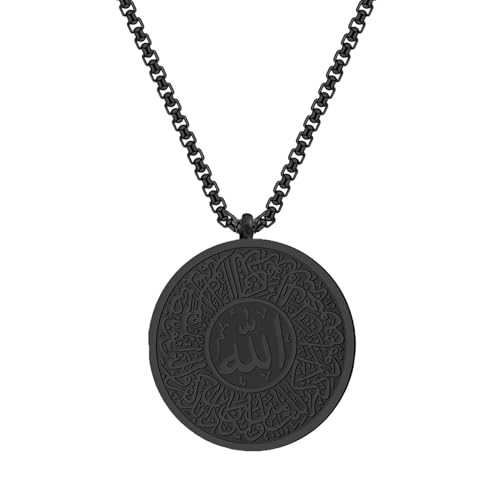 Oyrcvweuylx Elegante arabische Kalligraphie-Halskette mit Ayatul-Kursi-Anhänger, Edelstahl-Schlüsselbeinkette, Schmuck für Männer und Frauen von Oyrcvweuylx