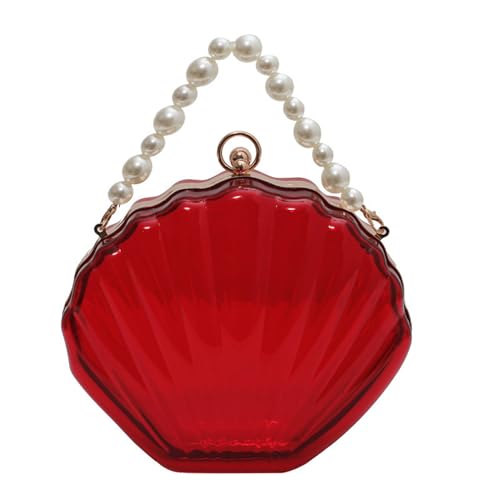 Oyrcvweuylx Frauen Transparente Umhängetasche Mode Perlen Kette Umhängetasche Acryl Klar Shell Handtasche Geldbörse Weibliche Messengers Tasche von Oyrcvweuylx