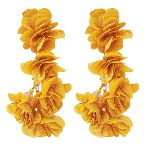 Oyrcvweuylx Handgefertigte übertriebene Ohrringe mit Blumenmuster, bunte Blumenohrringe, stilvolle Blumen, Tropfen-Ohrringe, Schmuck, Ornament für Frauen von Oyrcvweuylx