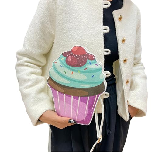 Oyrcvweuylx Mädchen-Cuppieceake-Tasche, PU-Umhängetasche, Damen, kleine Cupipieceake-Geldbörse, Telefon-Umhängetasche, verstellbarer Schultergurt von Oyrcvweuylx