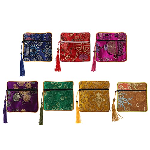 Oyrcvweuylx Seiden-Geldbörsenbeutel mit Brokattaschen, Reißverschluss, Schmuck-Geschenkbeutel, bestickte Organizer-Tasche für Frauen und Mädchen von Oyrcvweuylx