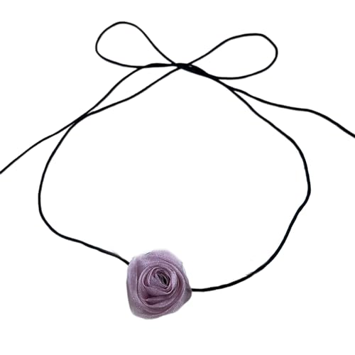 Oyrcvweuylx Stilvolle Rosenblüten-Halskette, Simulationsblume, Halskette für Damen und Mädchen, Schlüsselbeinkette, auffälliges Halsband-Zubehör von Oyrcvweuylx
