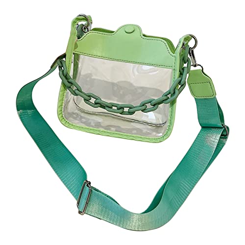 Oyrcvweuylx Transparente Umhängetasche für Damen, PVC-Handtaschen und Geldbörsen, quadratische Umhängetasche mit Acrylkette von Oyrcvweuylx