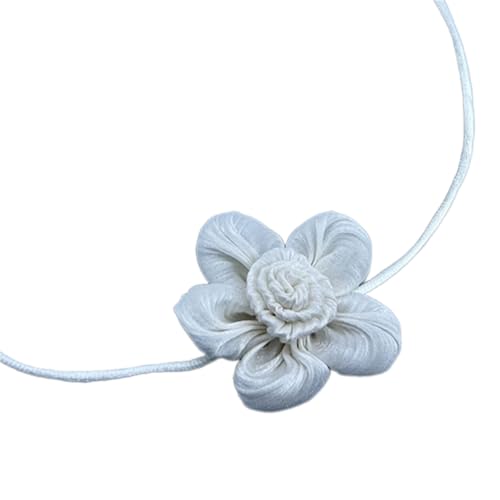 Oyrcvweuylx Verstellbare Blüten-Schlüsselbeinkette, Blumen-Anhänger-Halsketten, Stoff-Kamelien-Halskette, elegante florale Halsband-Accessoires von Oyrcvweuylx