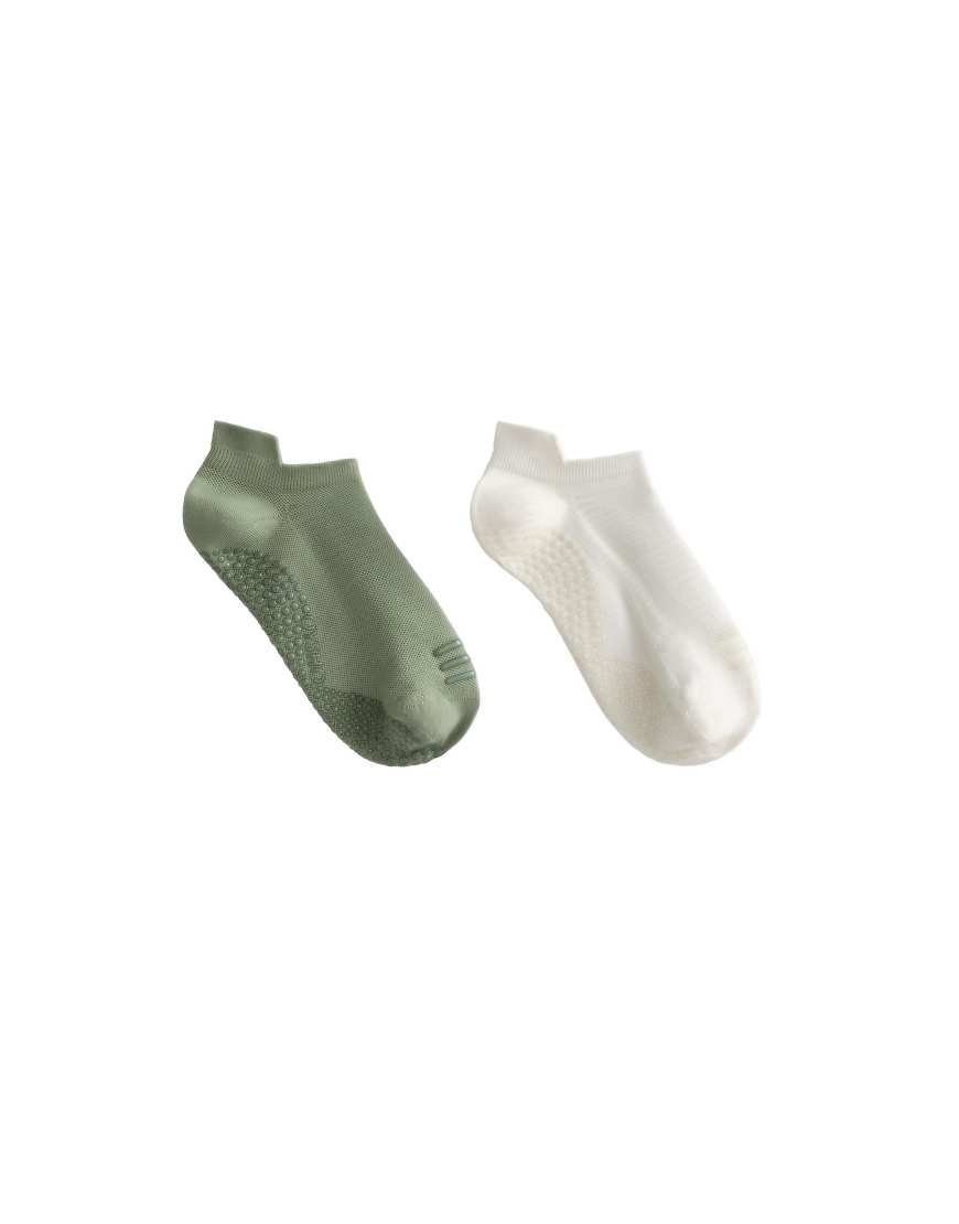 OYSHO - 2 Paar Yoga- und Pilates-Sneakersocken aus Polyamid-Mix in verwaschenem Khaki-Grün von Oysho