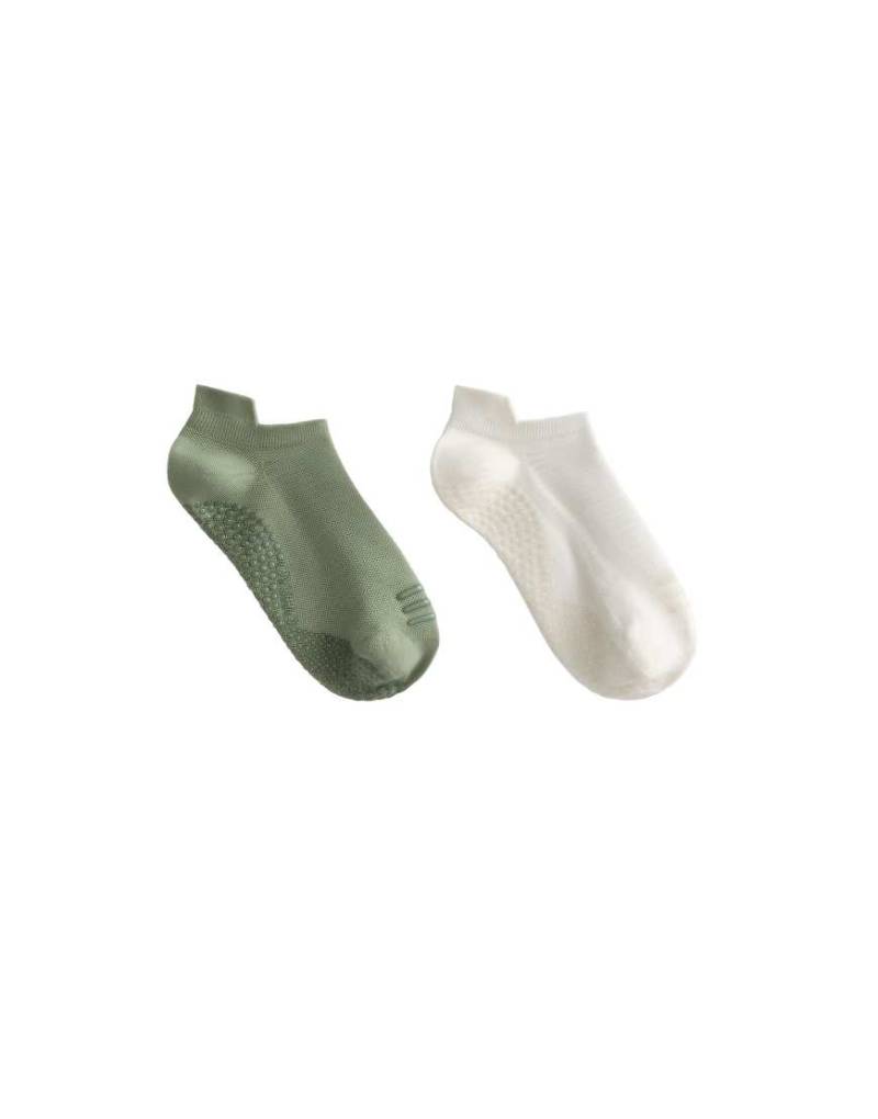 OYSHO - 2 Paar Yoga- und Pilates-Sneakersocken aus Polyamid-Mix in verwaschenem Khaki-Grün von Oysho