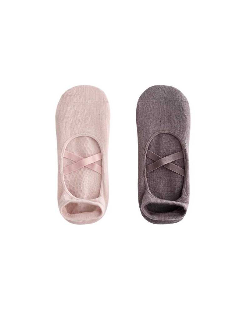 OYSHO - 2 Paar Yoga- und Pilates-Socken in Rosa aus Baumwollmix mit überkreuzten Riemen von Oysho