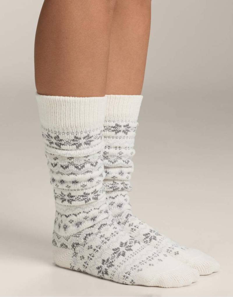 OYSHO - 2 Paar lange Jacquard-Socken in Ecru-Neutral von Oysho