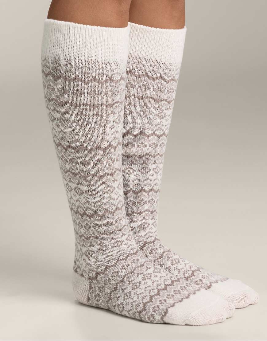 OYSHO - 2 Paar lange Jacquard-Socken in meliertem Sand-Brown von Oysho
