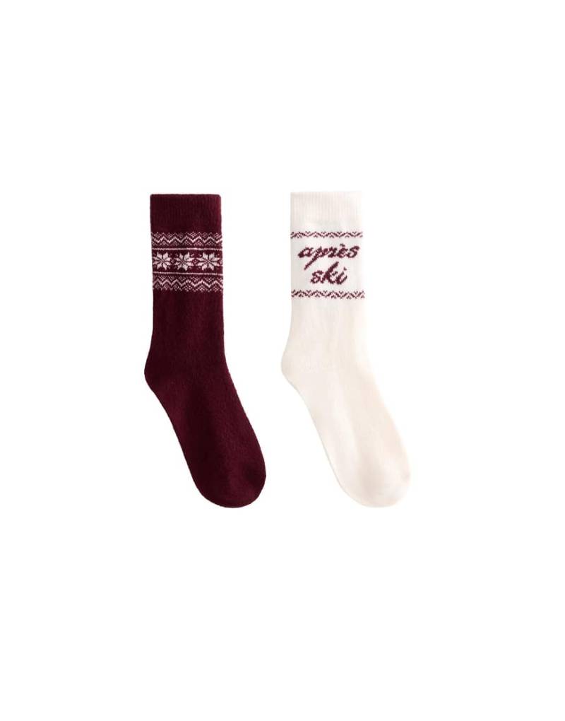 OYSHO - 2er-Pack klassische Jacquard-Socken in Kastanienbraun-Rot von Oysho