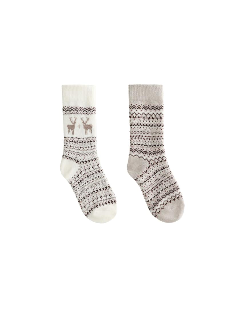 OYSHO - 2er-Pack klassische Jacquard-Socken in meliertem Sand-Brown von Oysho