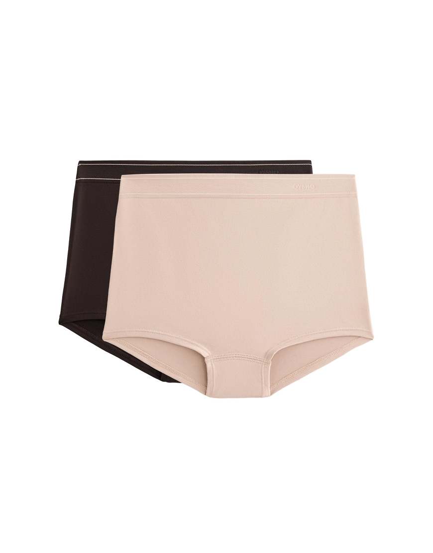 OYSHO - 2er-Pack nahtlose Shorty-Slips in Braun mit weicher Haptik-Brown von Oysho