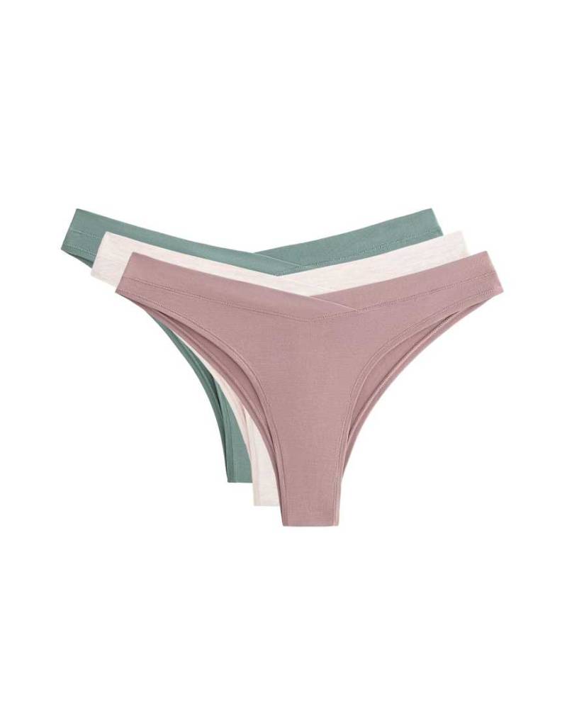 OYSHO - 3er-Pack Brazilian-Fit-Slips in Grün mit V-Form aus Modalmix von Oysho