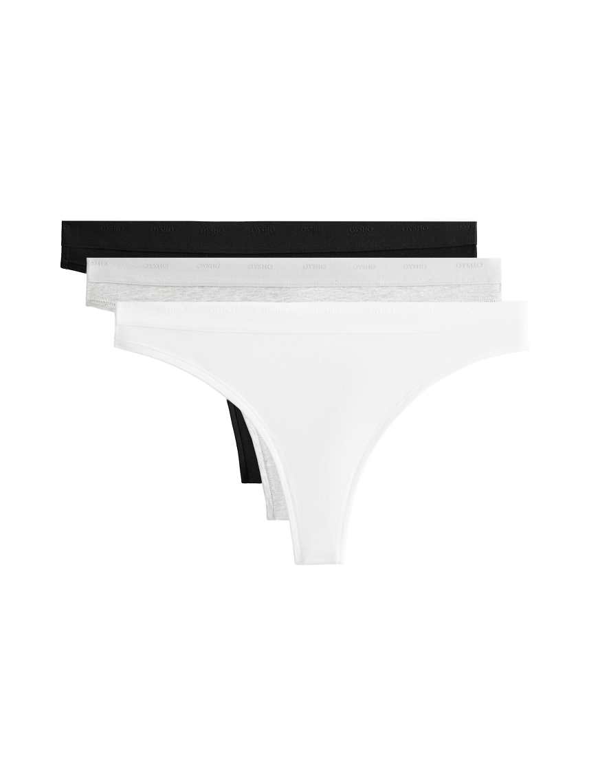 OYSHO - 3er-Pack Tangas aus Baumwollmix in Schwarz mit Logo von Oysho