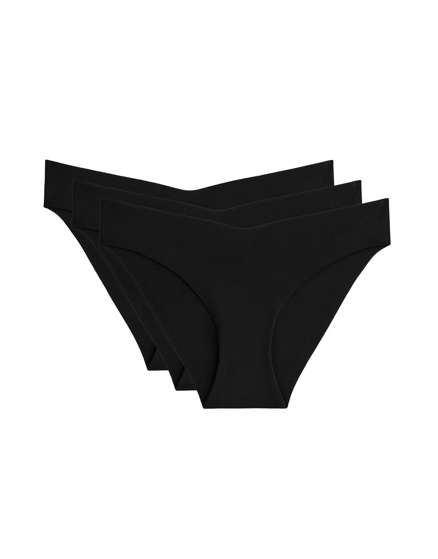 OYSHO - 3er-Pack klassische Bikinislips aus Polyamid-Mix in Schwarz mit v-förmigem Schnitt von Oysho