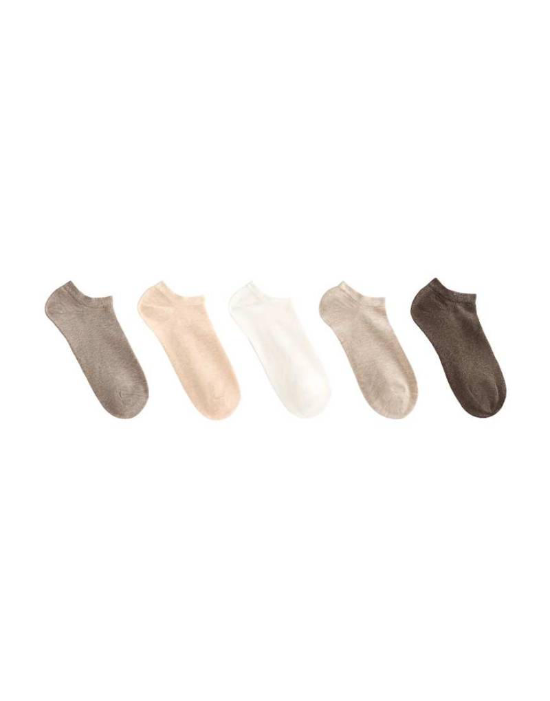 OYSHO - 5 Paar Sneaker-Socken aus Baumwollmix in meliertem Sand-Brown von Oysho