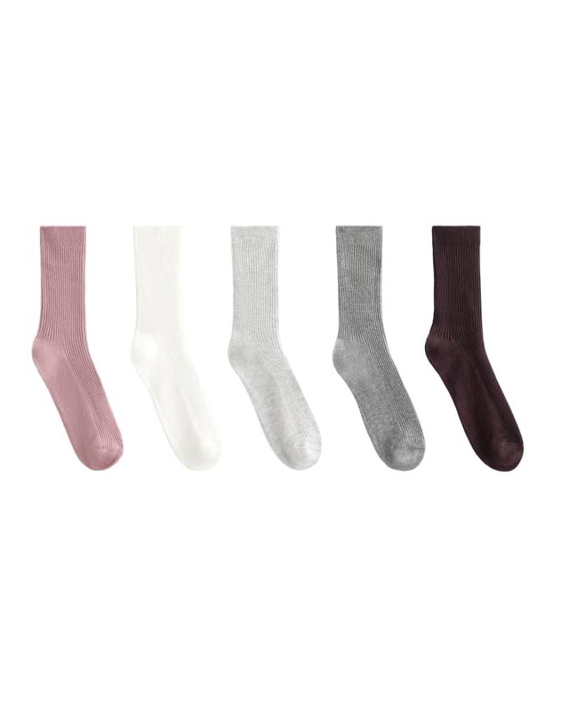 OYSHO - 5 Paar klassische Socken mit Baumwollanteil in Staubrosa von Oysho