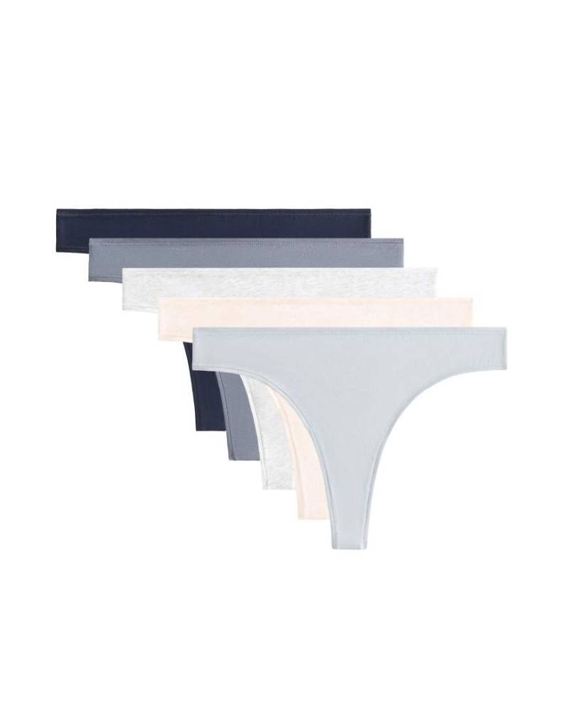 OYSHO - 5er-Pack Tanga-Slips aus Baumwollmischung in mittlerem Graublau von Oysho