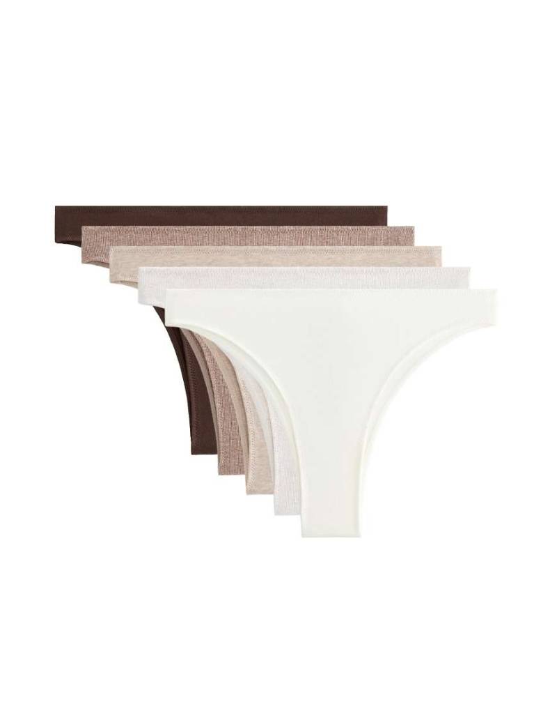 OYSHO - 5er-Pack gerippte Brazilian-Slips in hellbraun meliert aus Baumwollmix-Brown OYSHO - 5er-Pack gerippte Brazilian-Slips in hellbraun meliert aus Baumwollmix-Brown von Oysho
