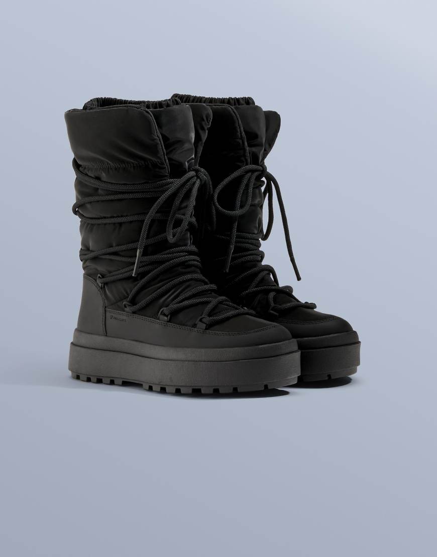 OYSHO - Après-Ski-Stiefel zum Schnüren aus Nylon in Schwarz von Oysho