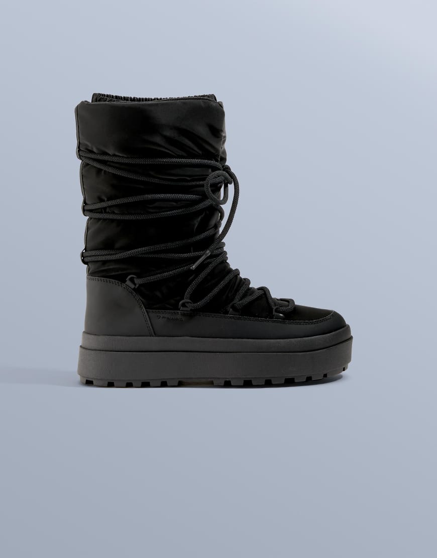 OYSHO - Après-Ski-Stiefel zum Schnüren aus Nylon in Schwarz von OYSHO