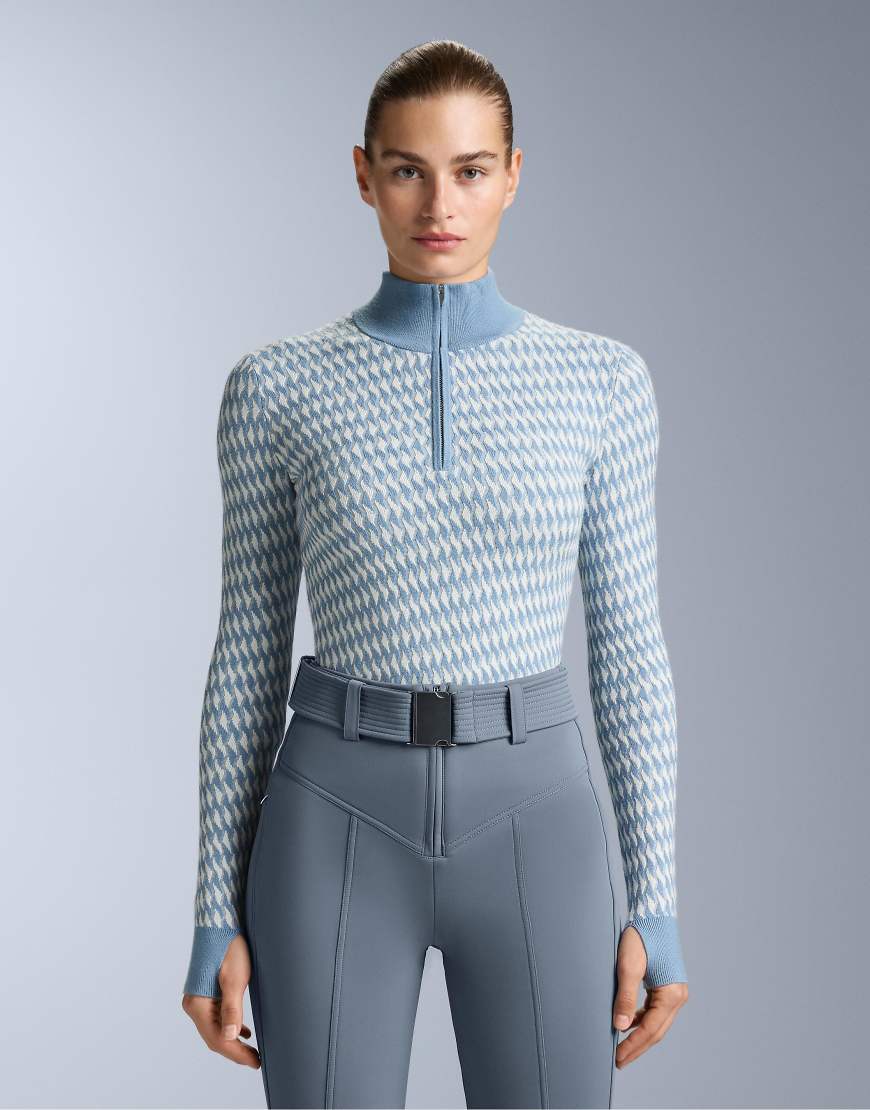 OYSHO - Baselayer-Oberteil aus geometrischem Jacquard-Strick in Blassblau von Oysho