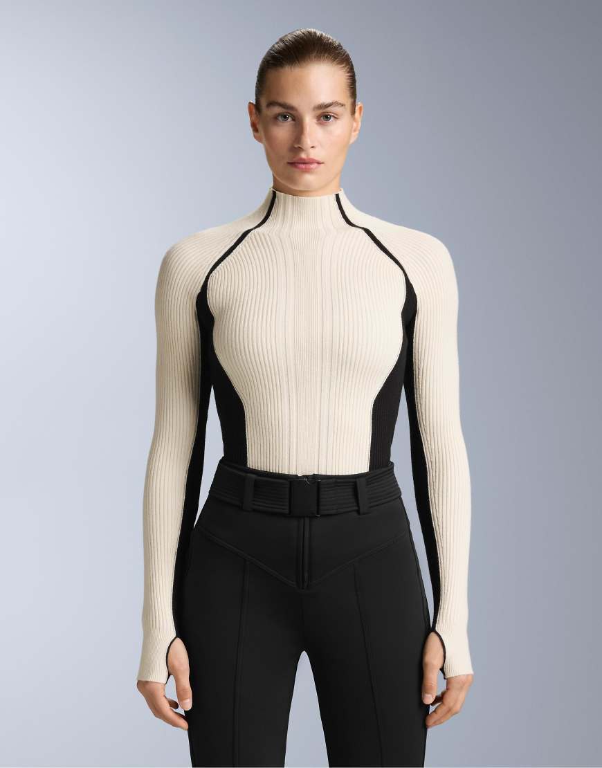 OYSHO - Baselayer-T-Shirt aus kontrastierendem Rippstrick in Schwarz von Oysho