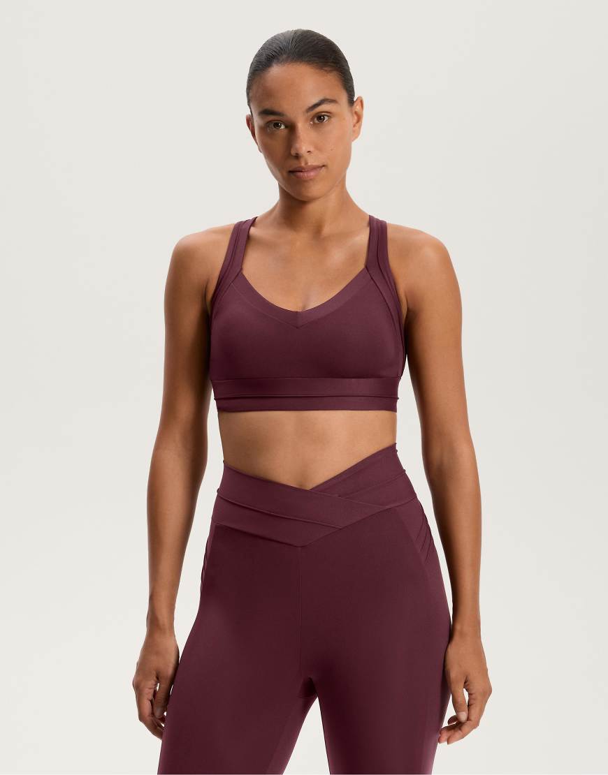 OYSHO - Comfortlux - Geripptes Tanktop in dunklem Kastanienbraun-Rot von Oysho