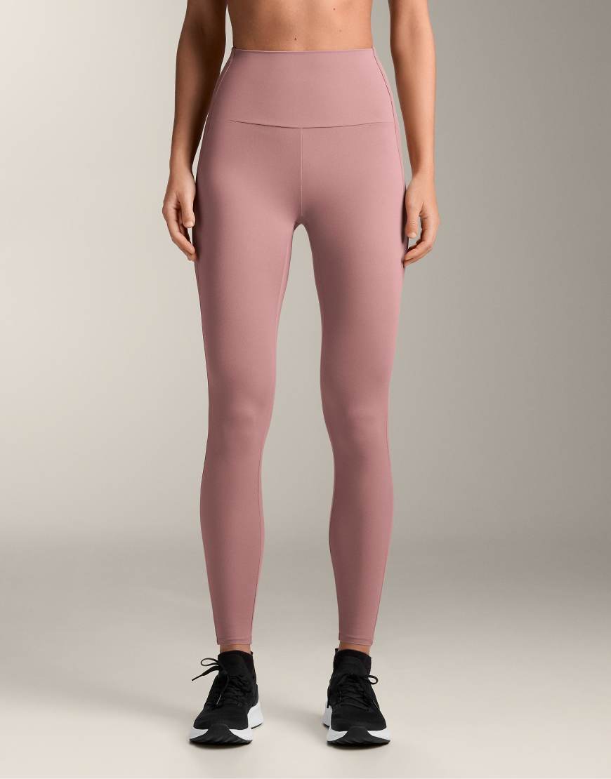 OYSHO - Comfortlux - Knöchellange, gerippte Leggings in Hellrosa mit hohem Bund, 65 cm von OYSHO