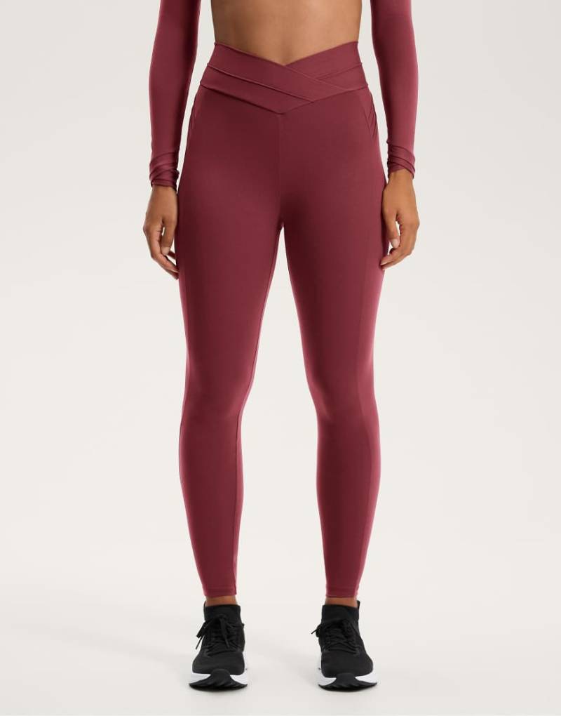 OYSHO - Comfortlux - Knöchellange Leggings in Lila mit V-Bund von Oysho