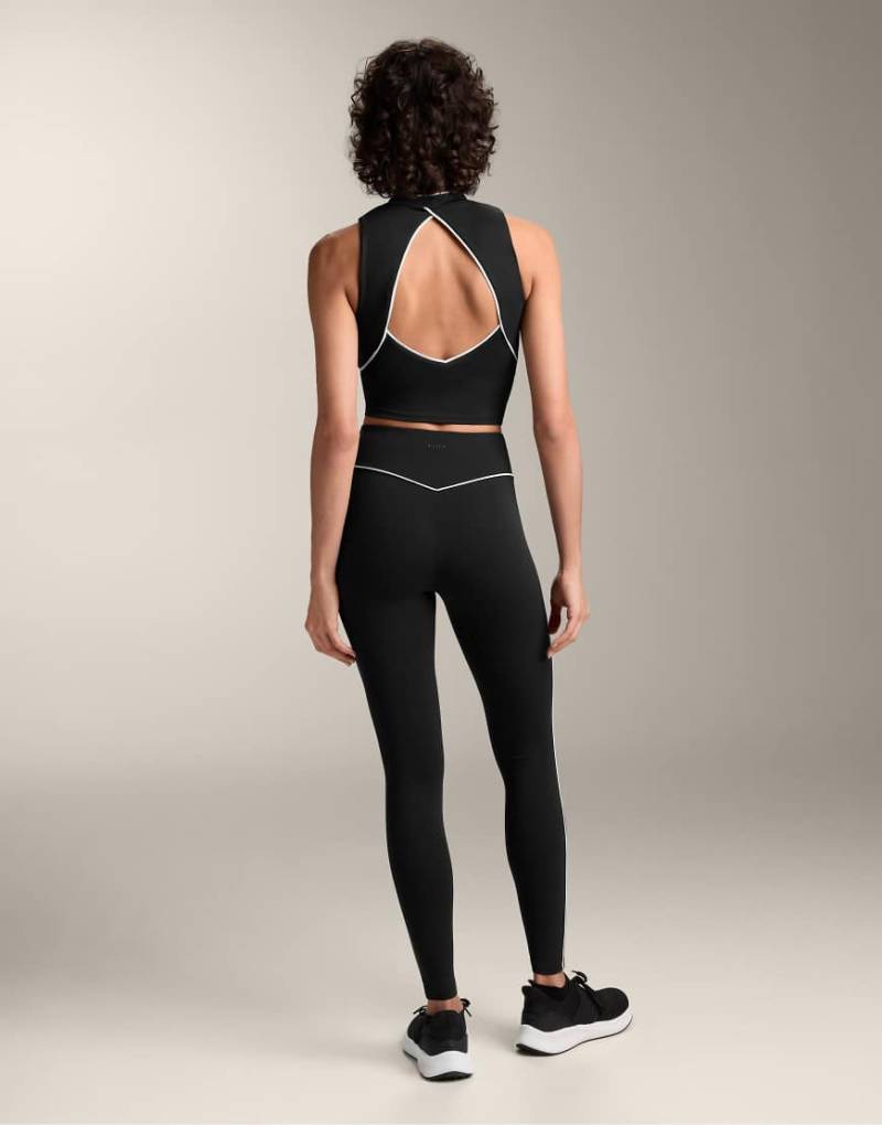 OYSHO - Comfortlux - Knöchellange Leggings in Schwarz mit hohem Bund und Paspelierung, 65 cm von Oysho