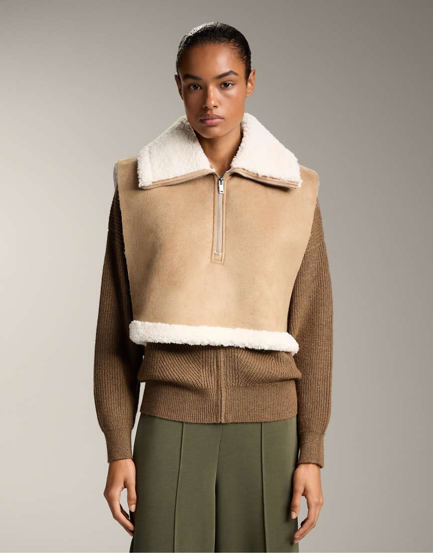 OYSHO - Doubleface-Weste in Camel-Brown von Oysho