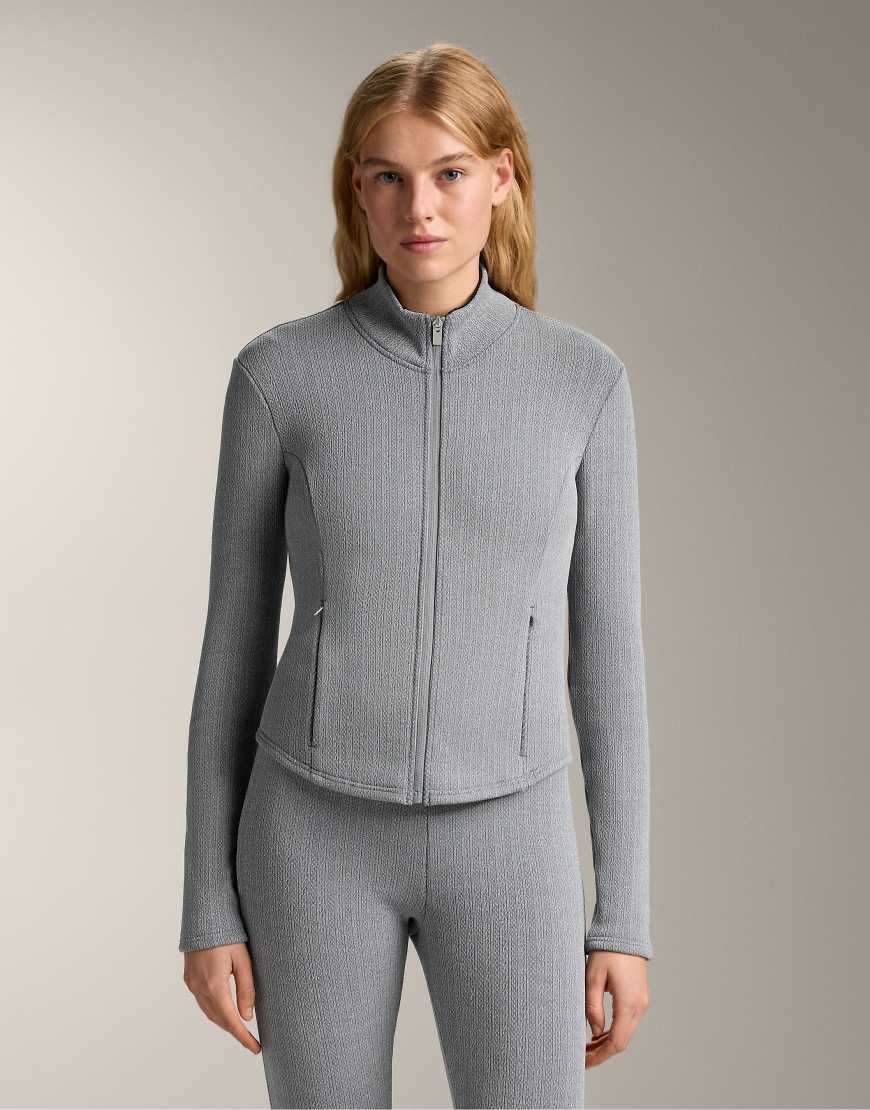 OYSHO - Extrem warme, langärmlige Jacke aus Funktionsmaterial in Grau meliert mit Flechtdesign von Oysho