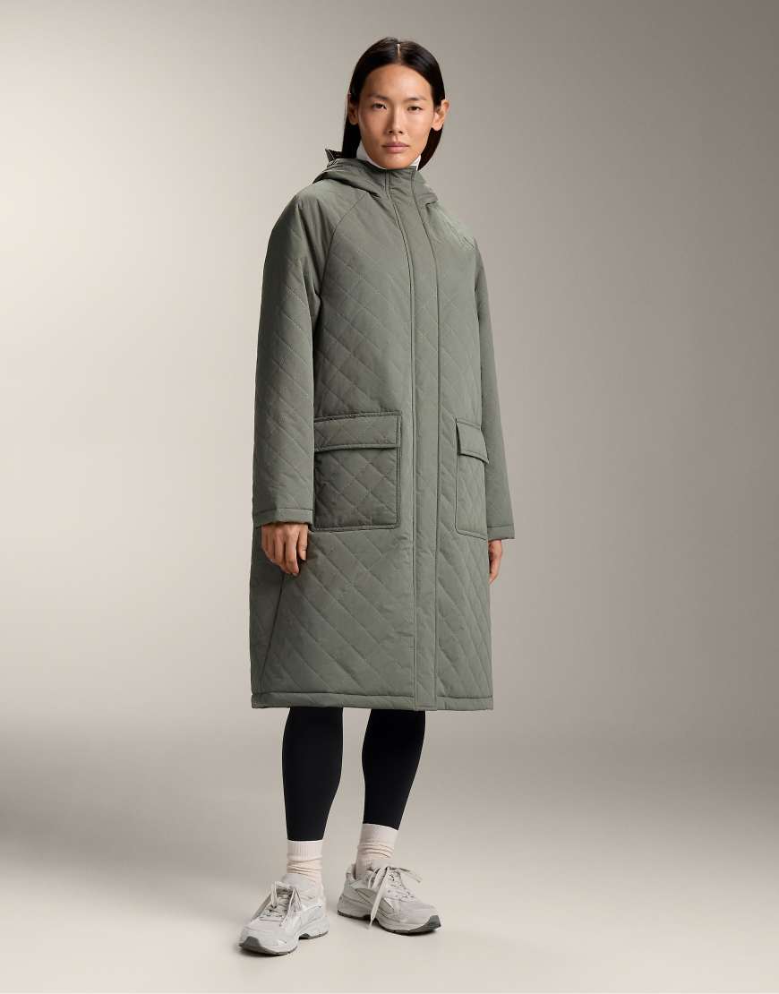 OYSHO - Fellex Aerogel 3k - Wasserdichte, lange, wattierte Jacke in dunklem Khaki-Grün von Oysho