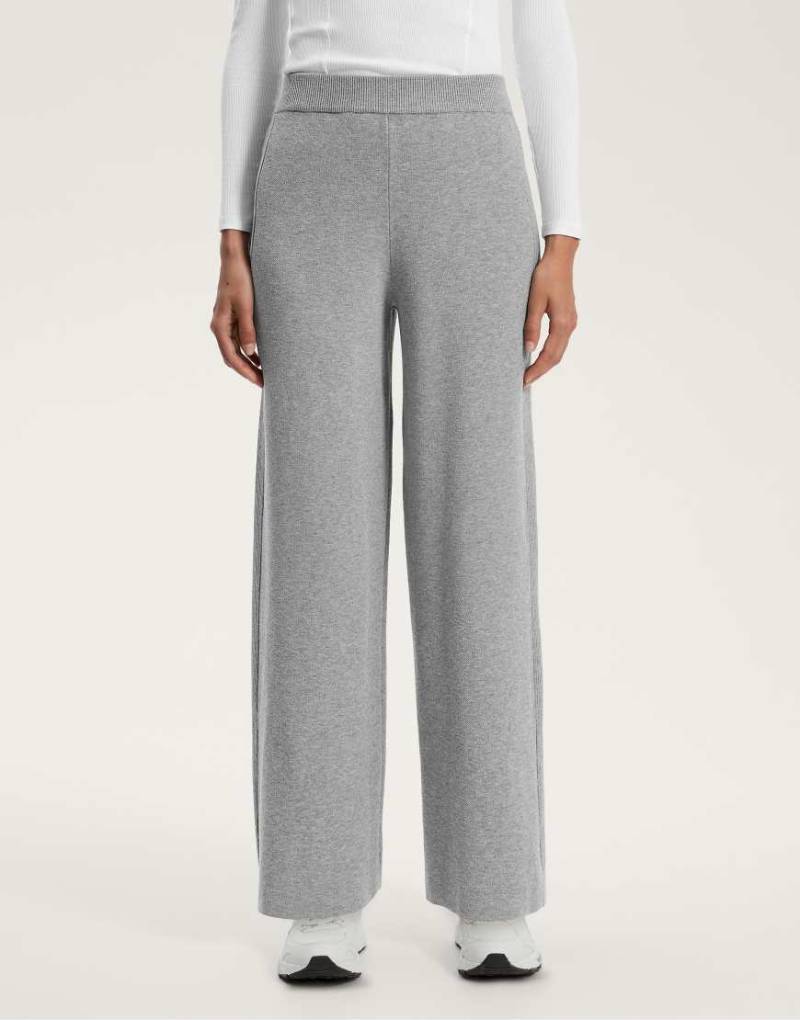 OYSHO - Gerade geschnittene Strickhose in Schwarz mit seitlichem, geripptem Detail von Oysho