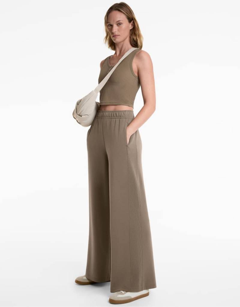 OYSHO - Gerippte Hose aus weichem Modal in Grau mit geradem Beinschnitt von Oysho