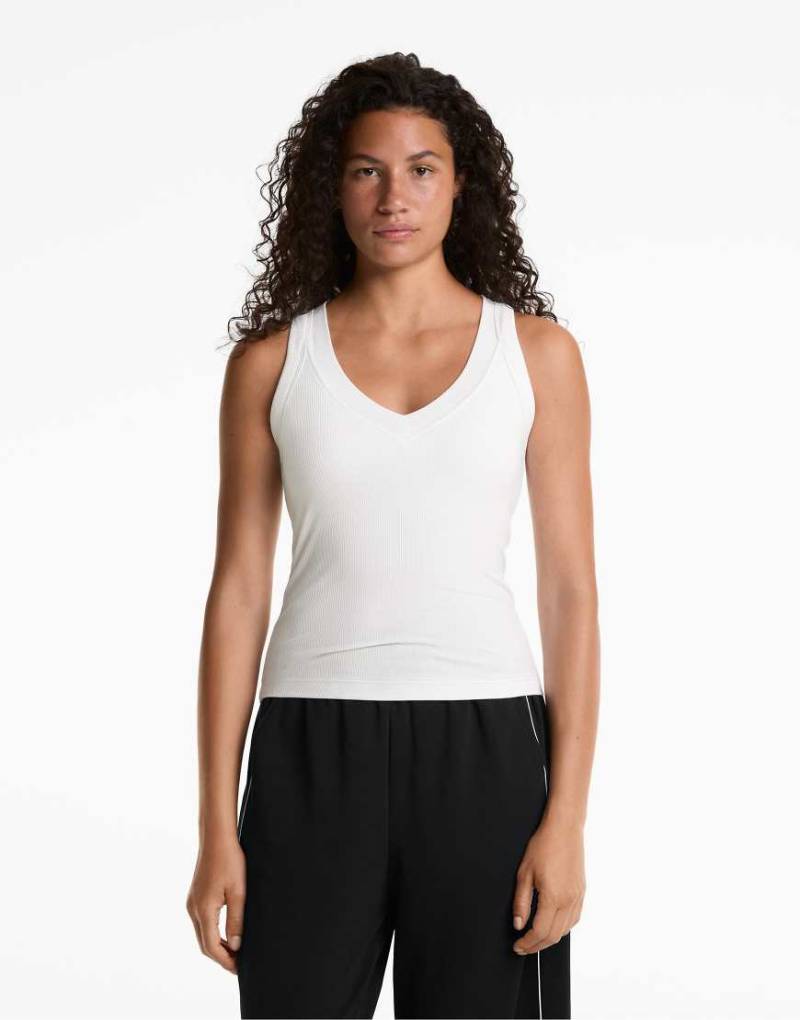 OYSHO - Geripptes Tanktop aus Modalmix in Weiß von Oysho